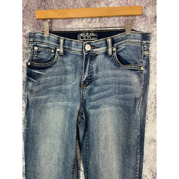 Rods.com Jeans Women 9/10 x 34 Blue Distressed Western Rodeo Embroidered Studded - Picture 2 of 13